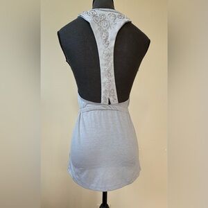 Kimchi Blue from Urban Outfitters - Light Blue / Gray Beaded Open Back Top